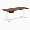 Desky Dual Rubberwood Standing Desk With Drawer, Red Walnut desktop, Wheat frame
