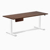 Desky Dual Rubberwood Standing Desk With Drawer, Red Walnut desktop, White frame