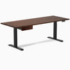 Desky Dual Rubberwood Standing Desk With Drawer, Red Walnut desktop, Matte Black frame