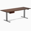 Desky Dual Rubberwood Standing Desk With Drawer, Red Walnut desktop, Space Grey frame