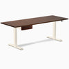 Desky Dual Rubberwood Standing Desk With Drawer, Red Walnut desktop, Wheat frame