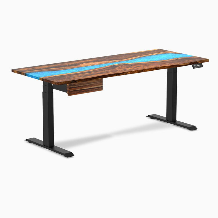 Desky Dual Resin Hardwood Standing Desk With Drawer