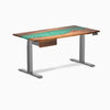 Desky Dual Resin Hardwood Standing Desk With Drawer, Natural Walnut Emerald River desktop, Space Grey frame