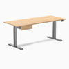 Desky Dual Melamine Standing Desk With Drawer, Sublime Teak desktop, Space Grey frame