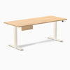 Desky Dual Melamine Standing Desk With Drawer, Sublime Teak desktop, Wheat frame