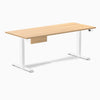 Desky Dual Melamine Standing Desk With Drawer, Sublime Teak desktop, White frame