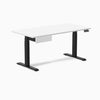 Desky Dual Melamine Standing Desk With Drawer, White desktop, Matte Black frame