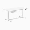 Desky Dual Melamine Standing Desk With Drawer, White desktop, White frame