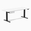 Desky Dual Melamine Standing Desk With Drawer, White desktop, Matte Black frame