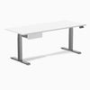 Desky Dual Melamine Standing Desk With Drawer, White desktop, Space Grey frame