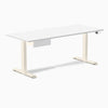 Desky Dual Melamine Standing Desk With Drawer, White desktop, Wheat frame