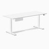 Desky Dual Melamine Standing Desk With Drawer, White desktop, White frame