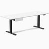 Desky Dual Melamine Standing Desk With Drawer, White desktop, Matte Black frame