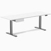 Desky Dual Melamine Standing Desk With Drawer, White desktop, Space Grey frame