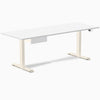 Desky Dual Melamine Standing Desk With Drawer, White desktop, Wheat frame