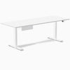 Desky Dual Melamine Standing Desk With Drawer, White desktop, White frame