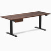 Desky Dual Softwood Standing Desk With Drawer, American Rustic Pine desktop, Matte Black frame