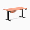 Desky Dual Softwood Standing Desk With Drawer, Red Cedar desktop, Matte Black frame