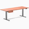 Desky Dual Softwood Standing Desk With Drawer, Red Cedar desktop, Space Grey frame