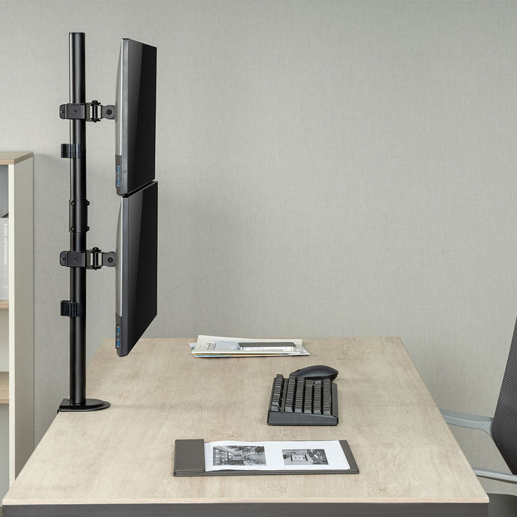 Economical dual vertical monitor mount