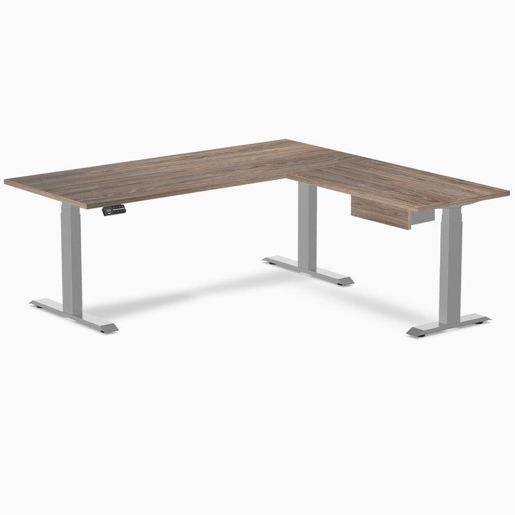 Desky Eco L-Shape Melamine Standing Desk With Drawer detail view 90