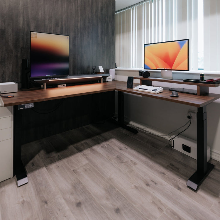 Desky Eco L-Shape Melamine Sit Stand Desk