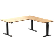 l-shape bamboo sit stand desk