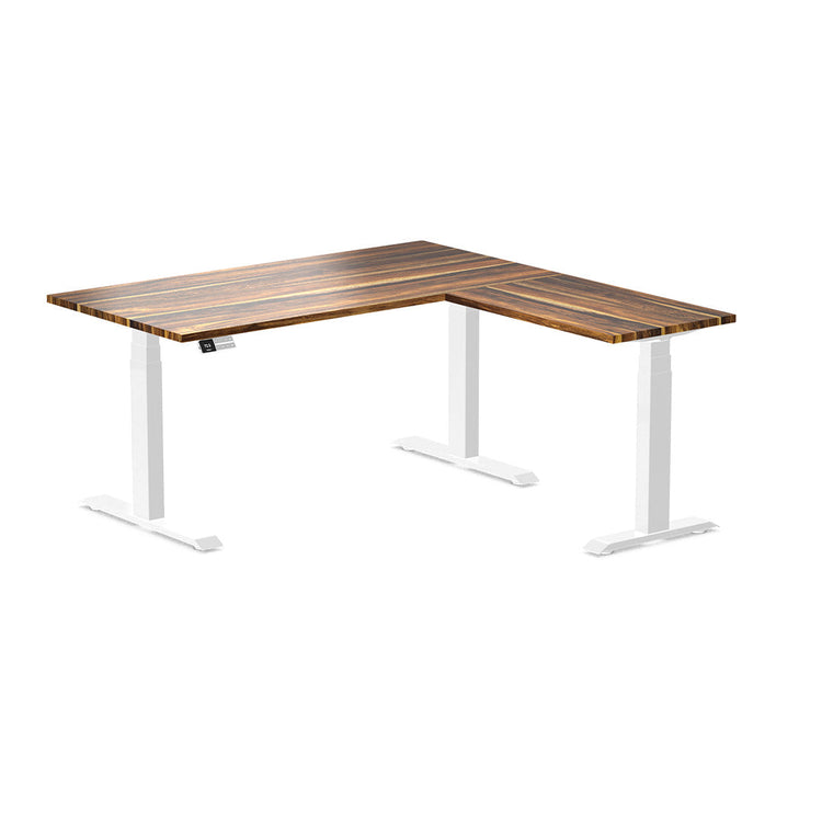 l-shape hardwood height adjustable desk