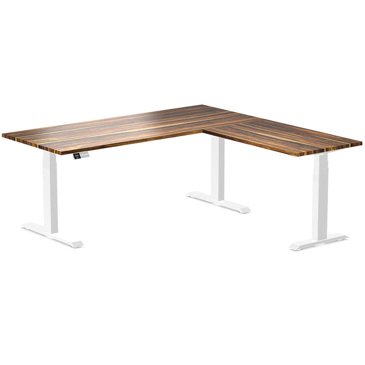 l-shape hardwood height adjustable desk