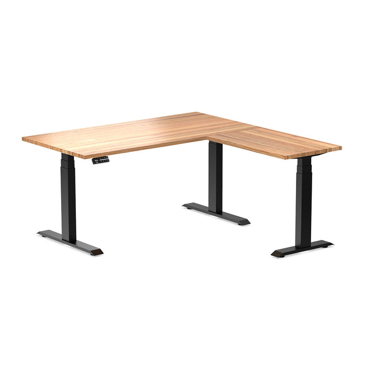 l-shape hardwood sit stand desk