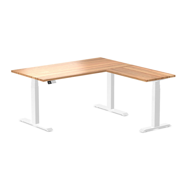 l-shape hardwood height adjustable desk