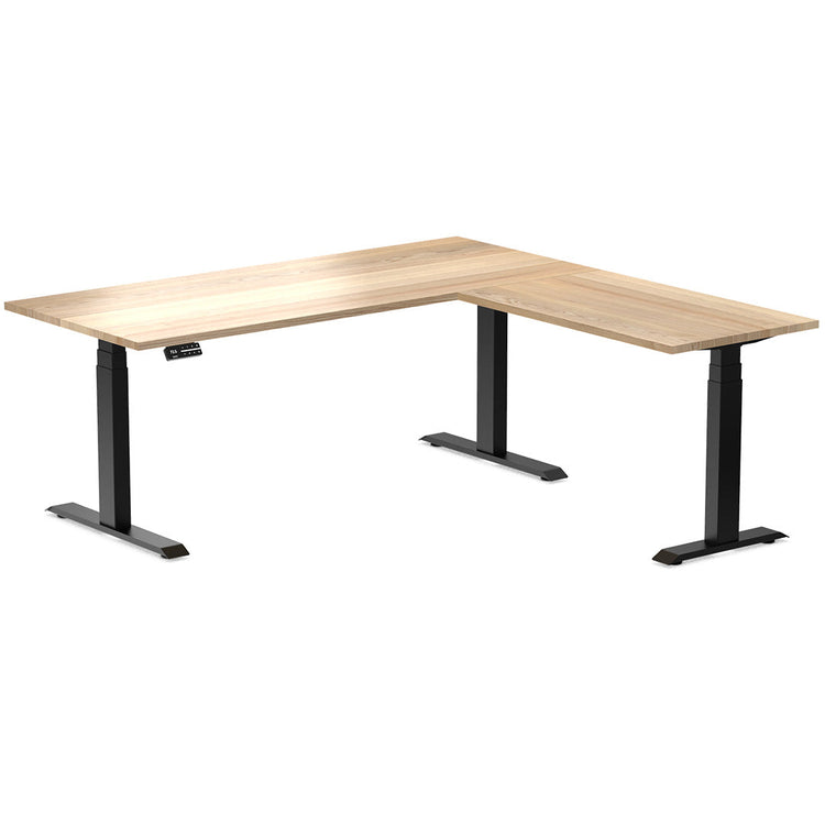 l-shape hardwood sit stand desk