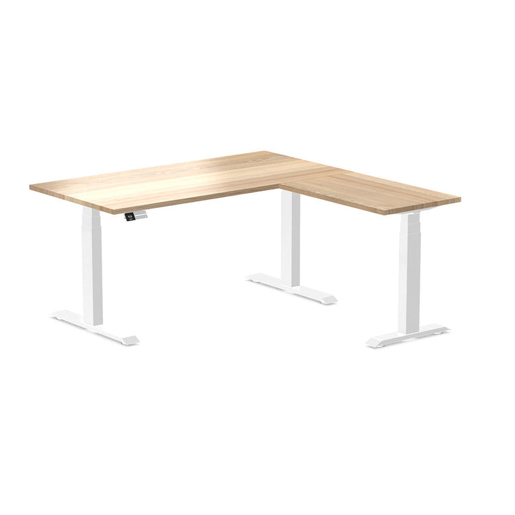 l-shape hardwood height adjustable desk