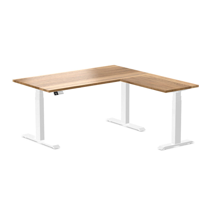 l-shape hardwood height adjustable desk