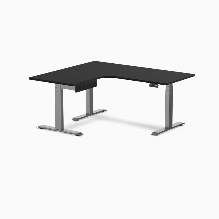 Desky Sigma L-Shape Gaming Desk With Drawer, Space Grey frame