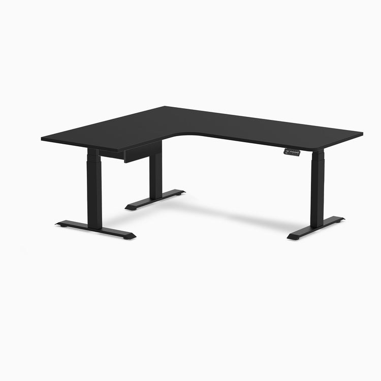 Desky Sigma L-Shape Gaming Desk With Drawer, Matte Black frame
