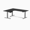 Desky L-Shape Melamine Standing Desk With Drawer, Black desktop, Space Grey frame