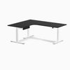 Desky L-Shape Melamine Standing Desk With Drawer, Black desktop, White frame
