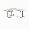 Desky L-Shape Melamine Standing Desk With Drawer, Classic Oak desktop, Space Grey frame