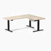 Desky L-Shape Melamine Standing Desk With Drawer, Classic Oak desktop, Matte Black frame