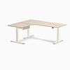 Desky L-Shape Melamine Standing Desk With Drawer, Classic Oak desktop, Wheat frame