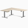 Desky L-Shape Melamine Standing Desk With Drawer, Classic Oak desktop, Space Grey frame