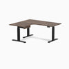 Desky L-Shape Melamine Standing Desk With Drawer, Jarrah Legno desktop, Matte Black frame