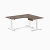 Desky L-Shape Melamine Standing Desk With Drawer, Jarrah Legno desktop, White frame