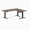 Desky L-Shape Melamine Standing Desk With Drawer, Jarrah Legno desktop, Matte Black frame
