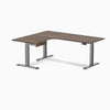 Desky L-Shape Melamine Standing Desk With Drawer, Jarrah Legno desktop, Space Grey frame