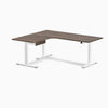 Desky L-Shape Melamine Standing Desk With Drawer, Jarrah Legno desktop, White frame