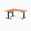 Desky L-Shape Melamine Standing Desk With Drawer, Prime Oak desktop, Matte Black frame