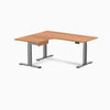 Desky L-Shape Melamine Standing Desk With Drawer, Prime Oak desktop, Space Grey frame