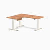 Desky L-Shape Melamine Standing Desk With Drawer, Prime Oak desktop, Wheat frame